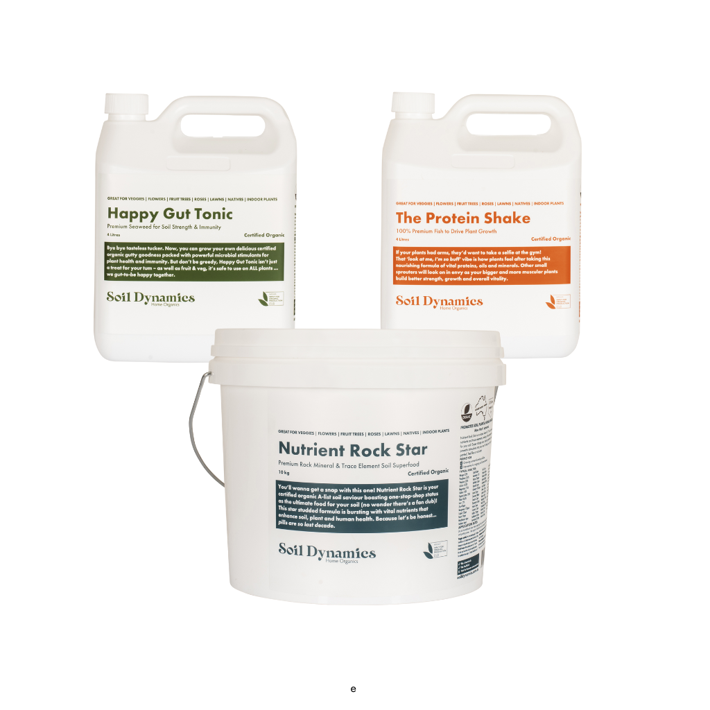 Starter kit- Rock Dust , Seaweed Fertiliser, Fish Emulsion - certified organic