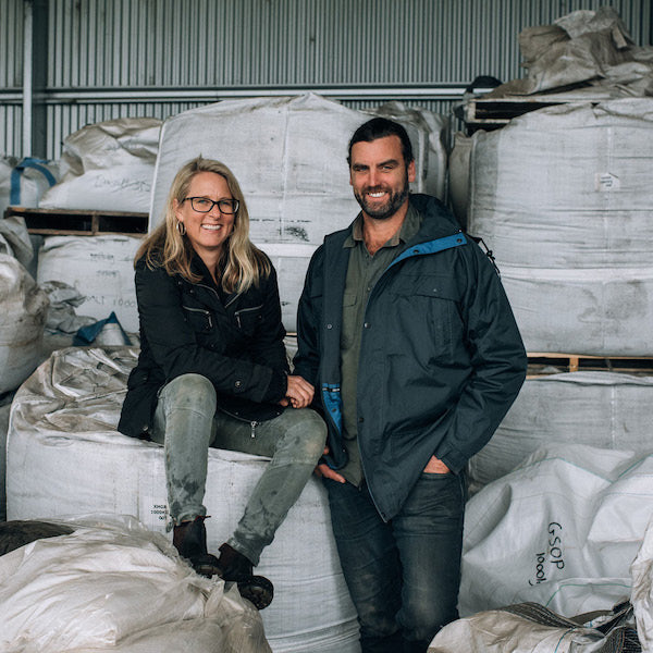 Tin and Anthony for Soil Dyanmics at our belnding facilty of our organic fertilisers right here in australia