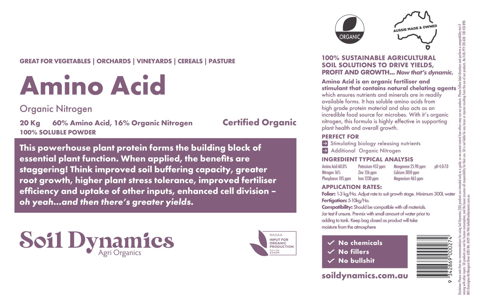 Amino Acid - Certified organic fertilisers Australia