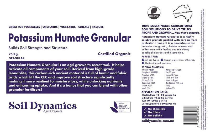 Granular Humate - 100% soluble.  NB : This item is available for purchase please email regarding freight