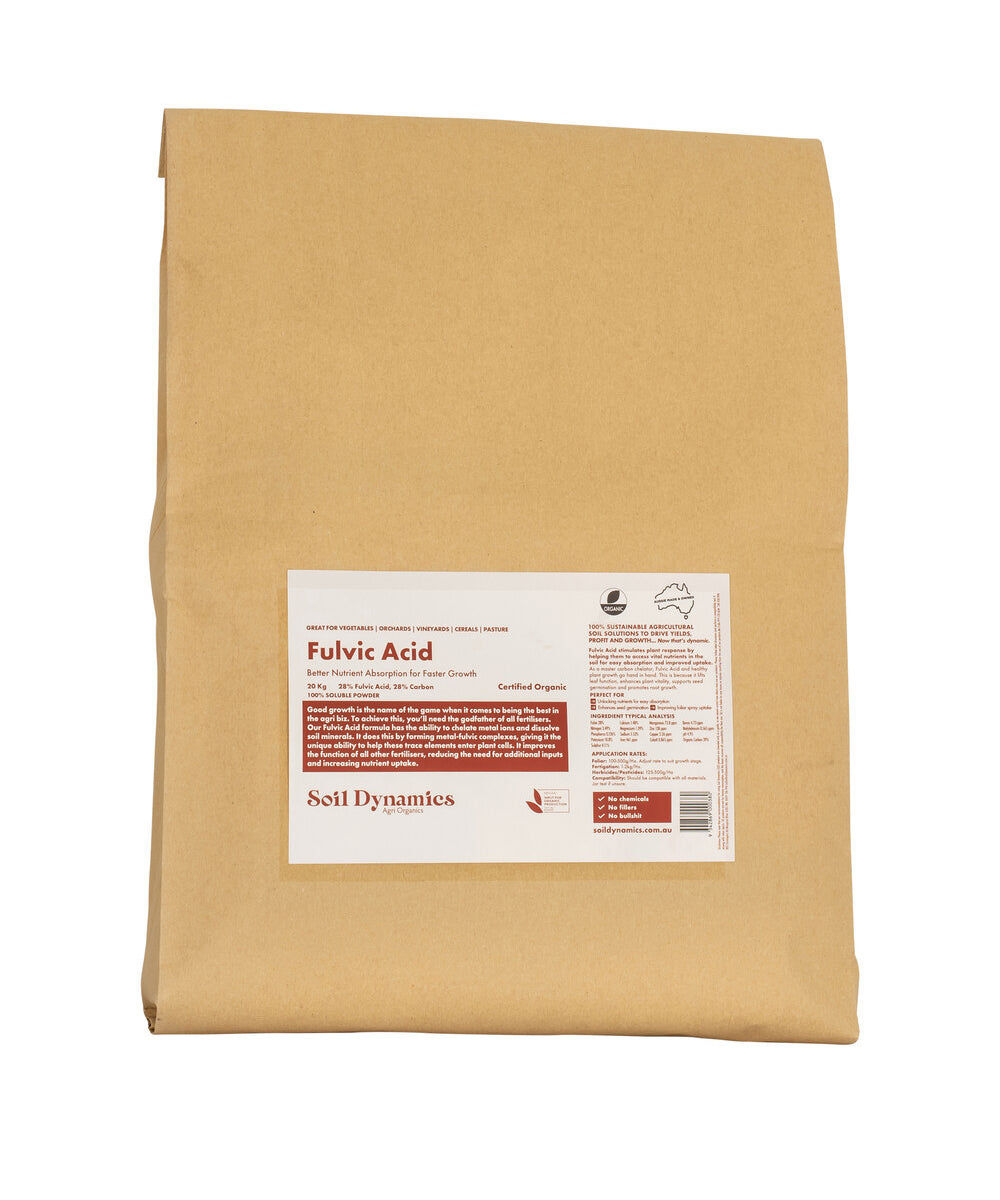 certified organic fertiliser - Fulvic Acid 28% Fulvic 28% Carbon  stimulates plant response 